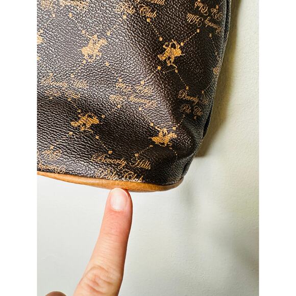 BEVERLY HILLS  POLO CLUB Brown Braided Handle Large Size Tote Handbag - Picture 13 of 14